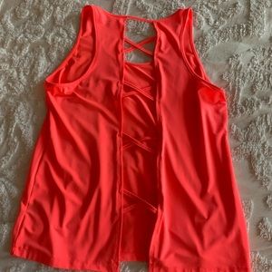 Hot Pink Open Back Workout Fitness Gym Top